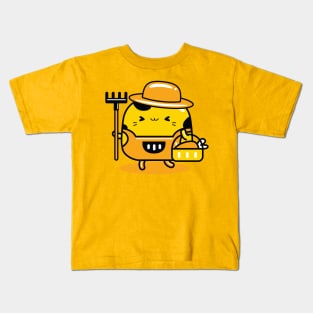 yellow cat farmer profession Kids T-Shirt